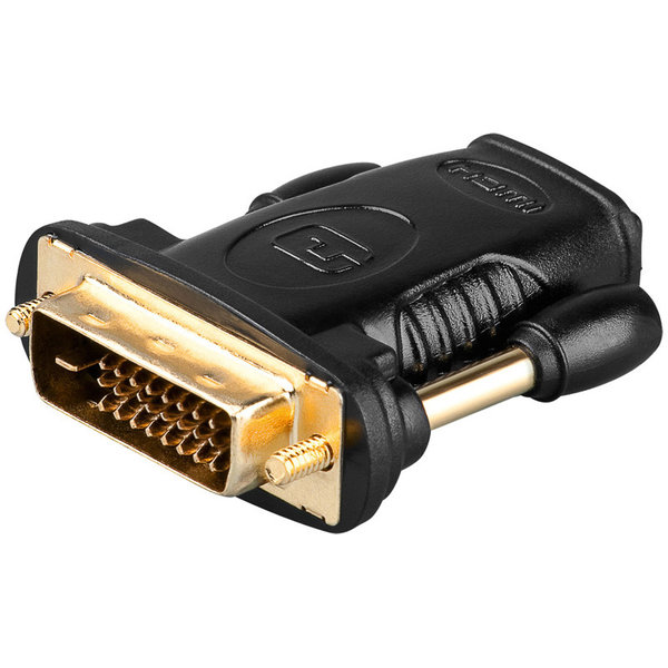 DVI - HDMI Adapter / DVI Stecker auf HDMI Kupplung, vergoldet