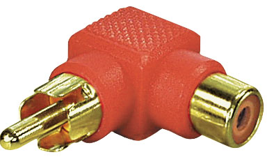Adapter Winkel-Cinch-Stecker rot, vergoldet