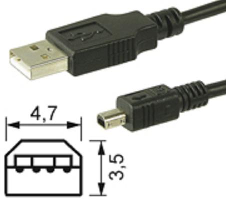 USB Kabel A-Stecker auf B-Mini-4-Stecker, 1,8 m