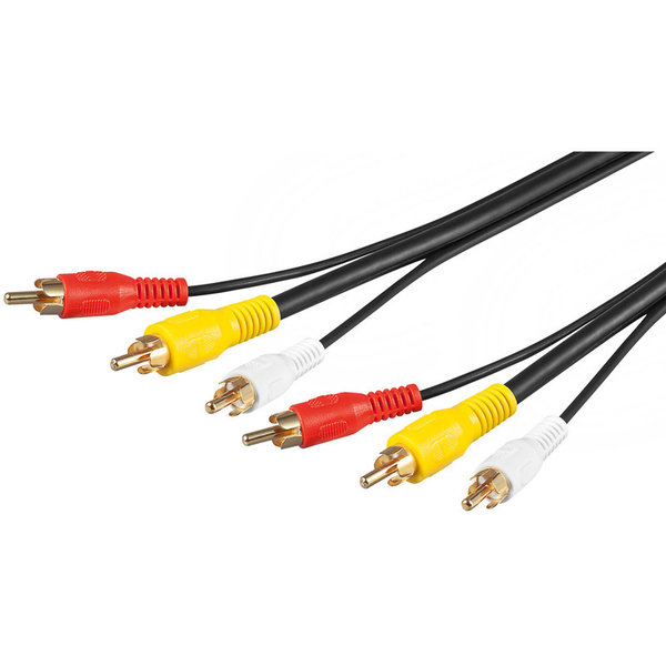 A-V-Kabel 3 x Cinch, vergoldet, 5,0 m