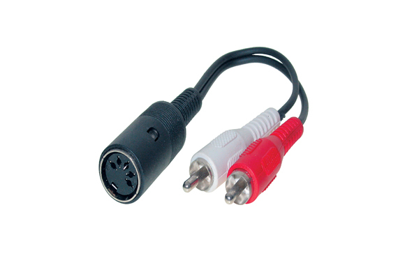 Audio Adapter 2 x Cinch Stecker auf DIN / Dioden Kupplung 5-polig