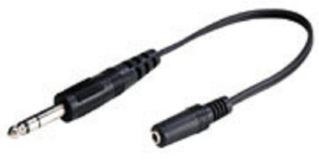 AV-Kabel Klinkenstecker 6,3 mm auf Kupplung 3,5 stereo