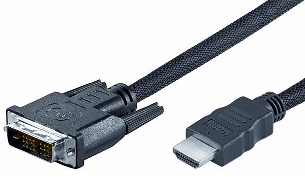 HDMI Kabel auf DVI-Stecker in Geflechtsschirm / 2,0 m