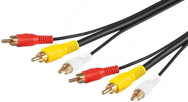 Audio-Video-Kabel 3 x Cinch, vergoldet, 10,0 m