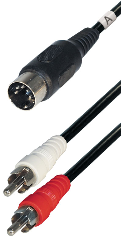 Adapter 2 x Cinch Stecker auf DIN Kupplung 5-polig für Aufnahme