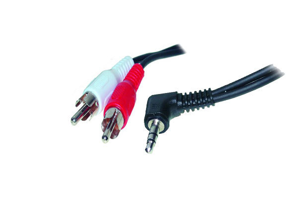 Audio-Kabel Winkel-Klinkenstecker 3,5 mm auf 2 x Cinchstecker