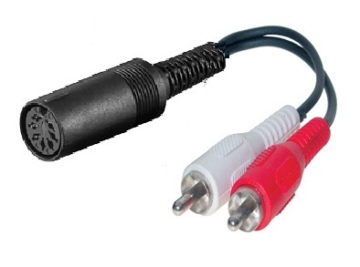 Audio Adapter 2 x Cinch Stecker auf DIN / Dioden Kupplung 7-polig