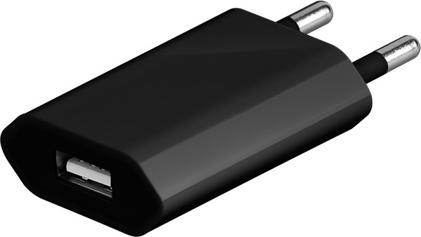 USB Ladeadapter 1A slim schwarz