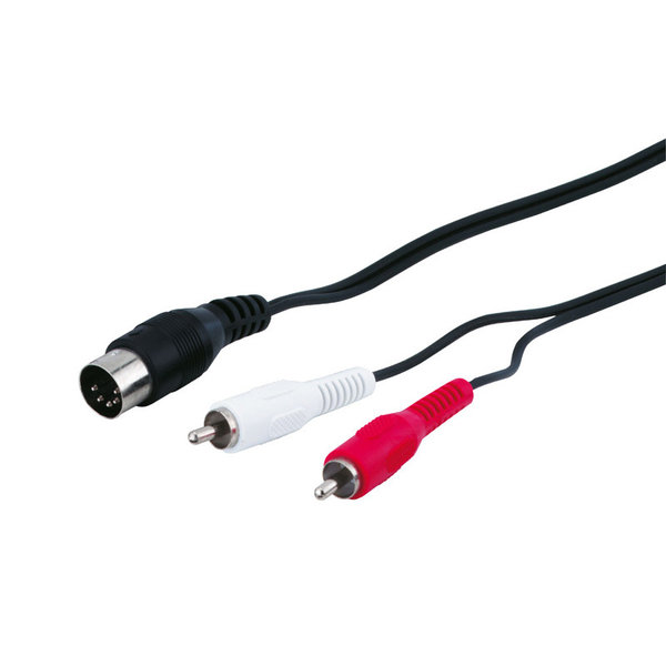 Audio-Kabel 2 x Cinch auf DIN 5-polig (Diodenstecker) / 2,5 m