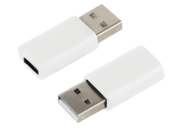 USB 2 A Stecker auf USB C 3,1 Buchse, weiß