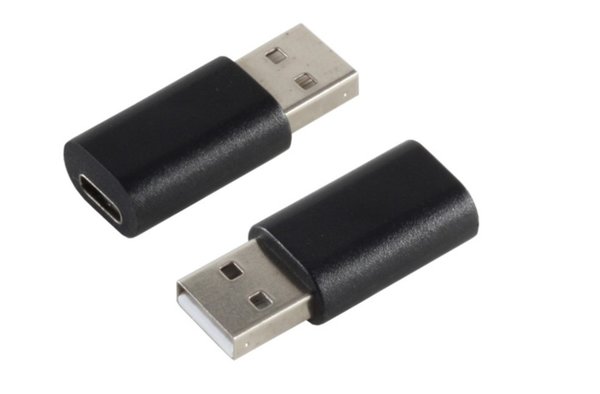 USB 2 A Stecker auf USB C 3,1 Buchse, schwarz