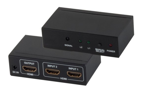 HDMI Umschaltbox 2/1 mit Fernbedienung