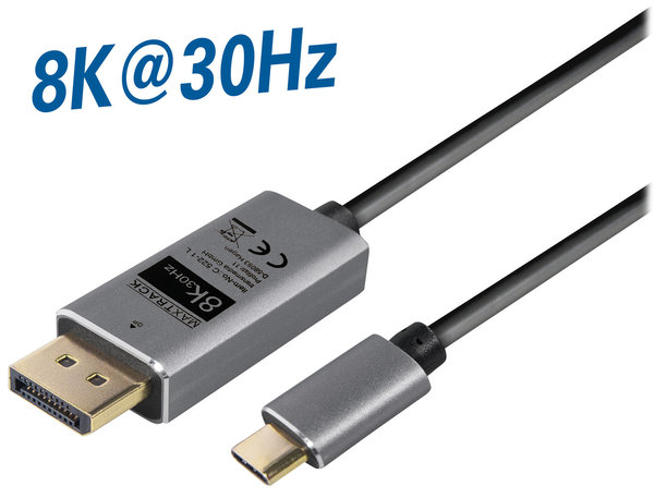 Kabel USB-C an Display Port 8K 2,0 m